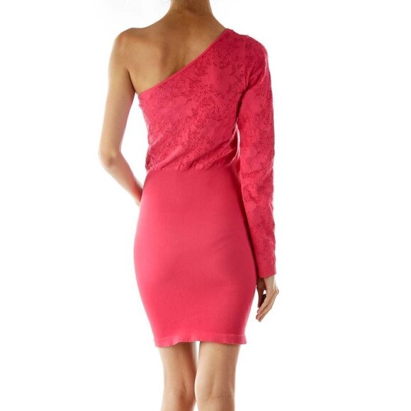 BCBGeneration Pink One-Shoulder Bodycon Cocktail Dress - Picture 2 of 3
